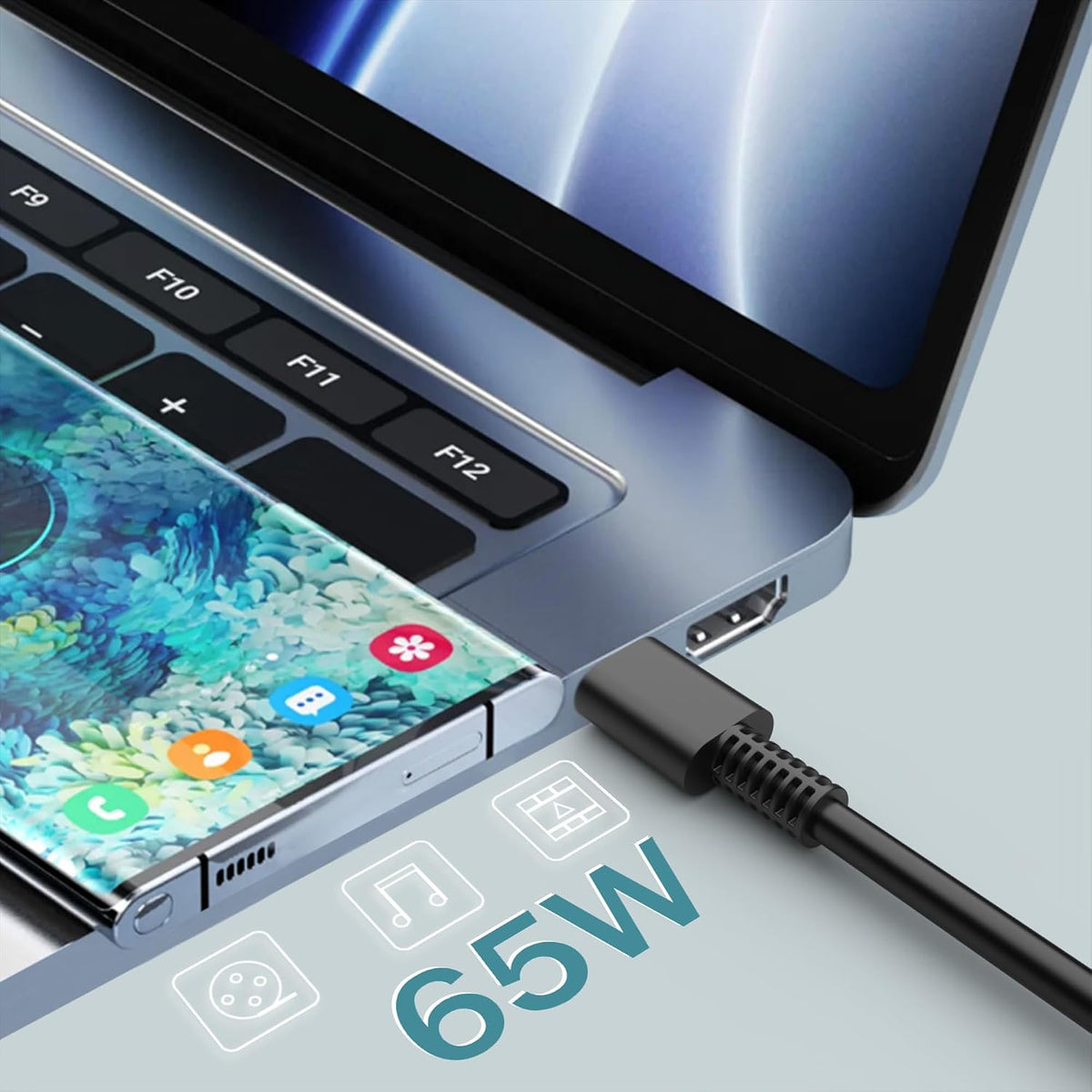 65W USB C Laptop Charger Compatible with Lenovo Dell HP Acer Asus