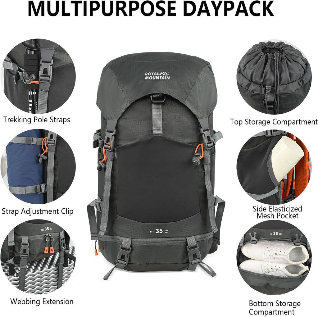 Hiking Backpack for Women Men,30+5L Waterproof Camping Backpacking Backpack