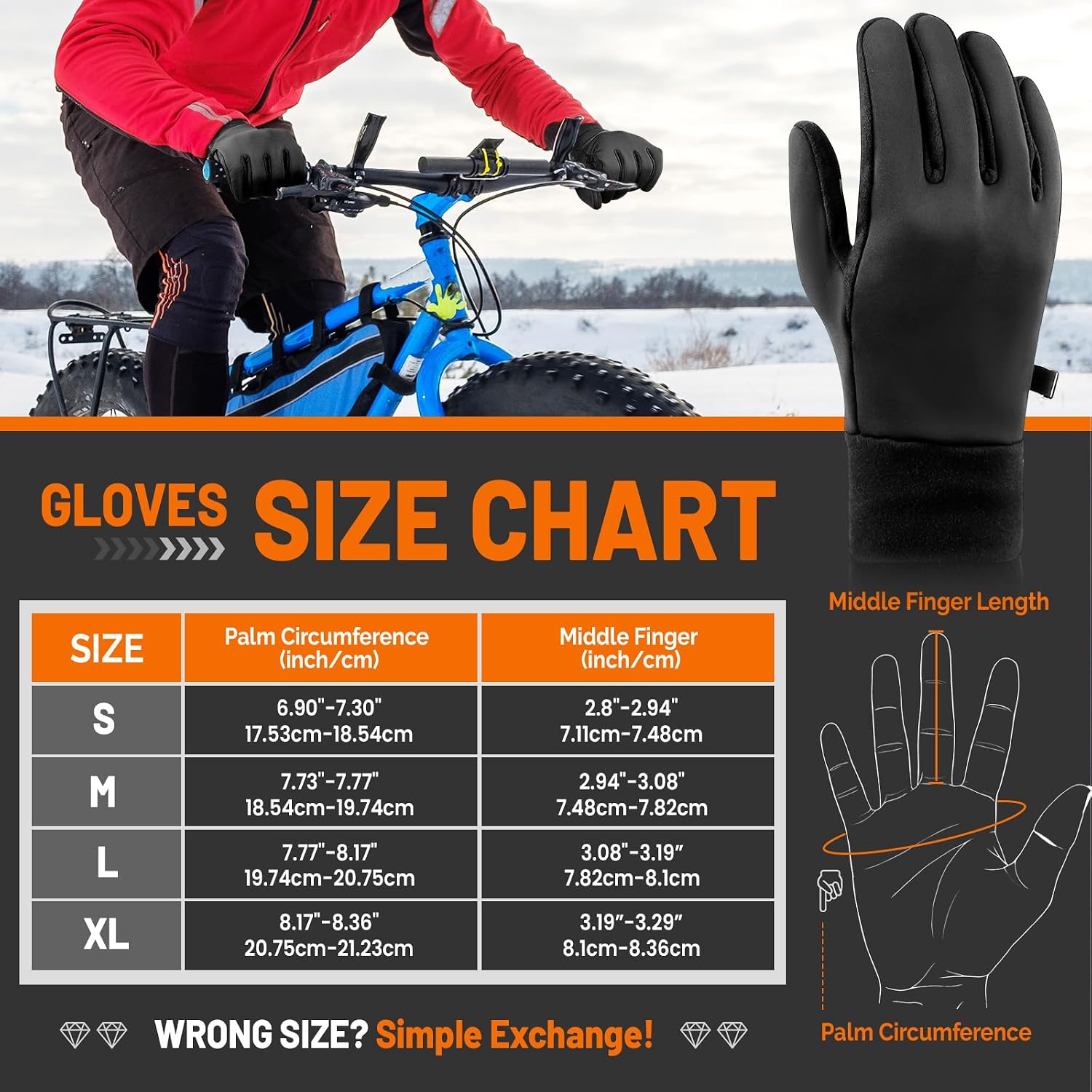 GXCROR Winter Gloves with Windproof & 3M Thermal Insulation, Touchscreen & Anti-Slip, Ideal for Running, Cycling, Hiking, Driving, and Outdoor Activities
