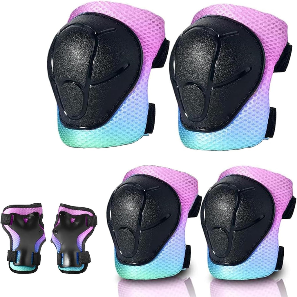 Skateboard Pads for Kids,Elbow Pads and Wrist Guards Protective Gear,Strong Double Straps&Adjustable Easy-Fix Clips for Skateboarding,Rollerblading,Scooters,Bicycle
