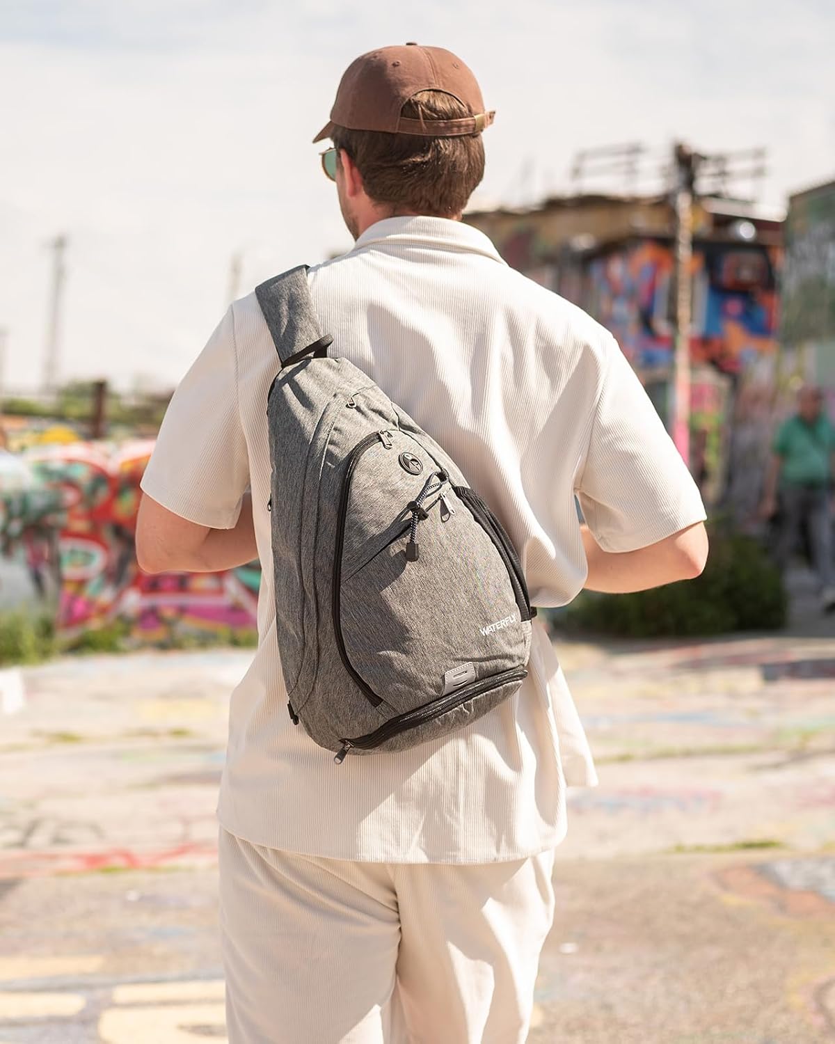 WATERFLY Large Sling Bag Crossbody Backpack Chest Pack for Men Women