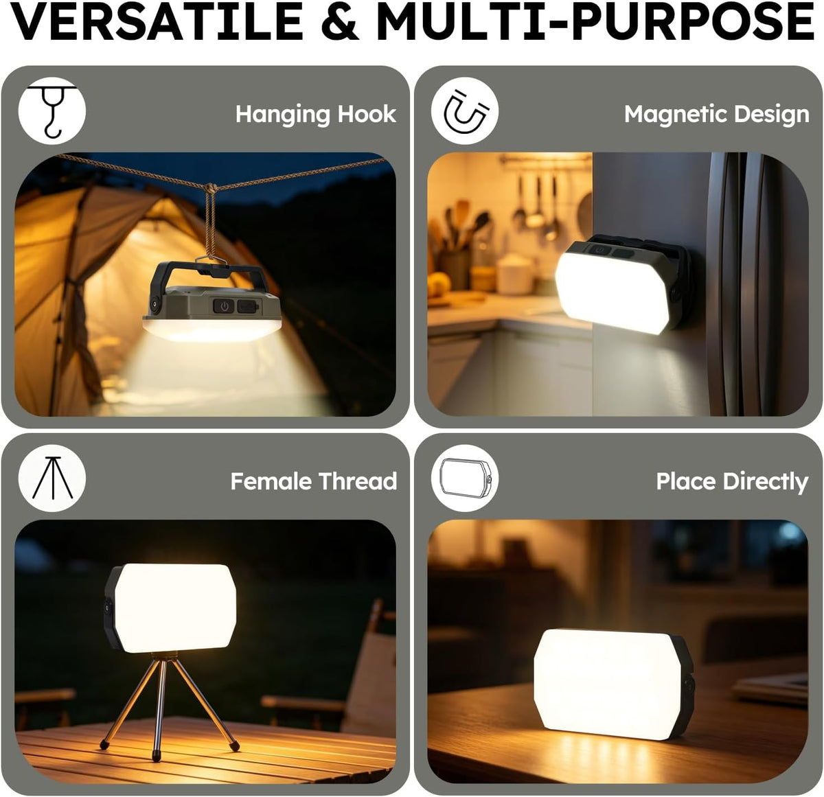 Camping Lights 2Pack, 2000LM Rechargeable Camp Light, LED Camping Lantern