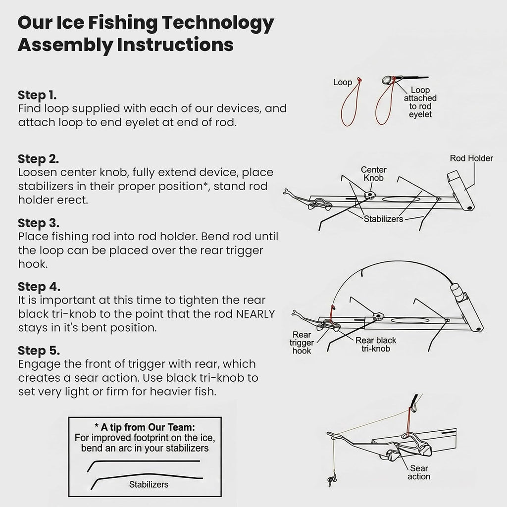Ice Fishing Automatic Hook Setter with Adjustable Rod Holder & Storage Tube