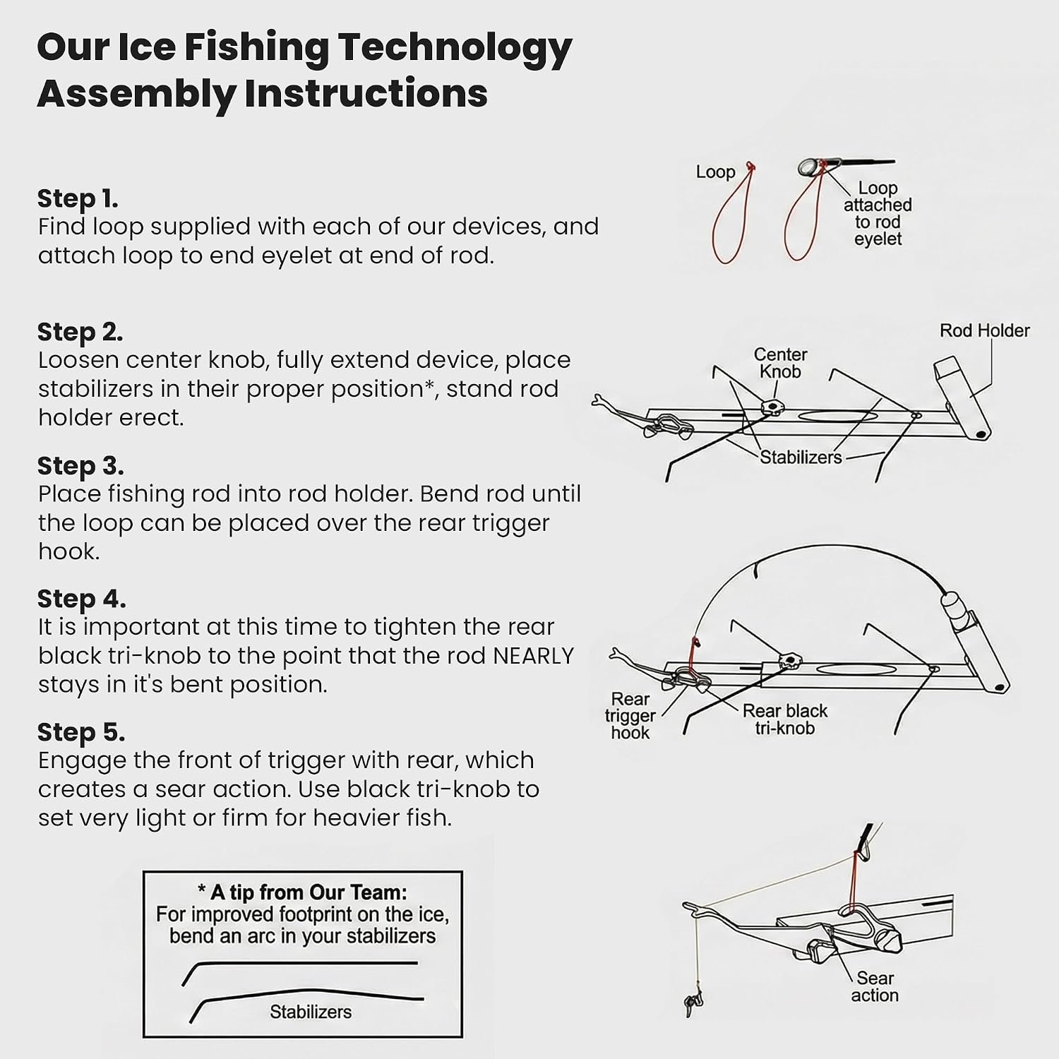 Ice Fishing Automatic Hook Setter with Adjustable Rod Holder & Storage Tube