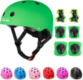 KAMUGO Kids Adjustable Helmet, with Sports Protective Gear Set Knee Elbow Wrist Pads for Toddler Age 2-8 Boys Girls, Bike Skateboard Hoverboard Scooter Rollerblading Helmet Set