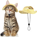 DENTRUN Cat Bucket Hat with Ear Hole, Cotton Birthday Bonnet for Small Pets