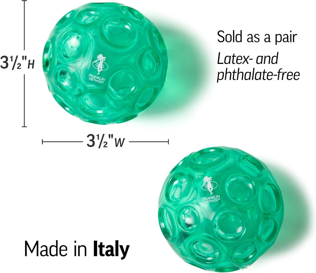 OPTP Franklin Method Textured Ball Set – Green Massage Balls, 3 1/2" Pair