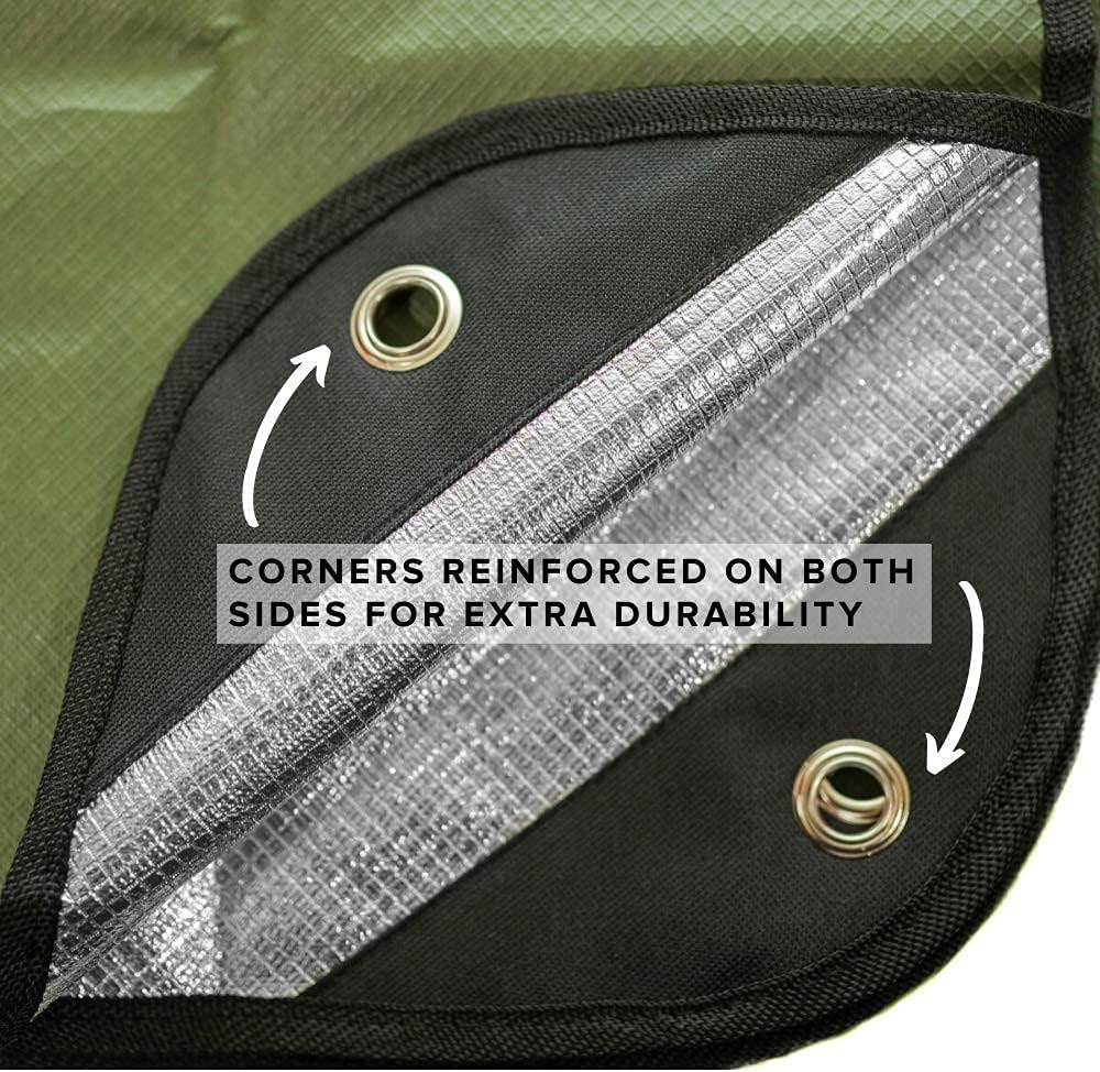 Arcturus Insulated Tarp, Reusable Heavy Duty Thermal Survival Blanket – 60x82in, Reflects 90% Body Heat, Waterproof, Windproof, 3-Layer Design, Reinforced Grommets, Olive Green