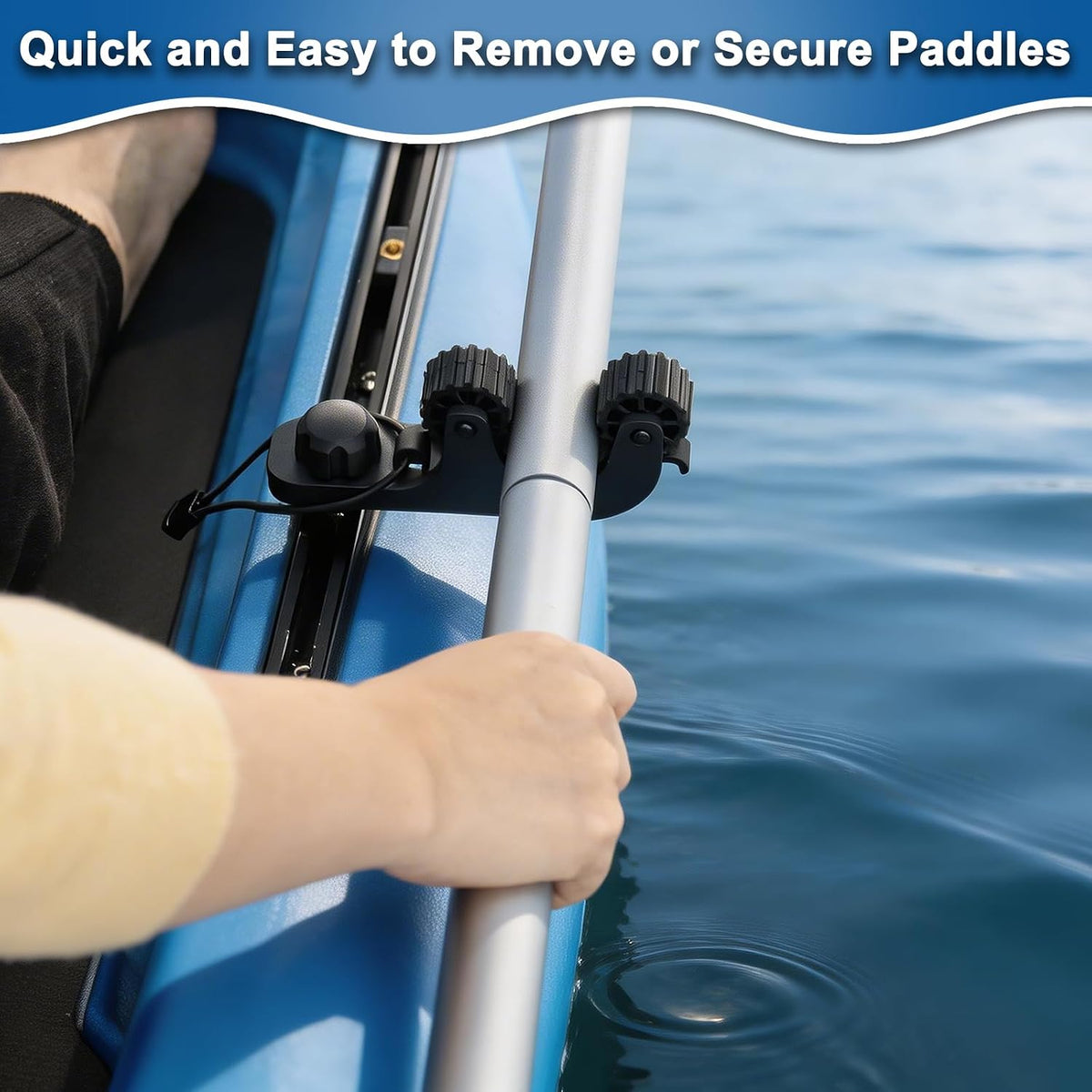 Huntury Kayak Paddle Holder, Save Kayak Track Space, Fishing Net, Fishing Poles Holder for Fishing, Track Mount Accessories