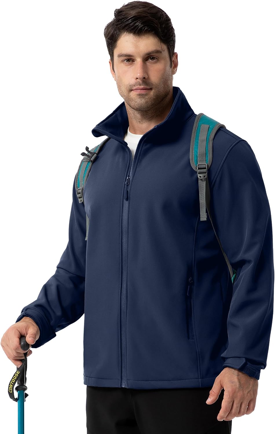ZITY Men's Softshell Jacket Fleece Lined Lightweight Waterproof Rain Jacket Zip Up Soft Shell Windproof Windbreaker