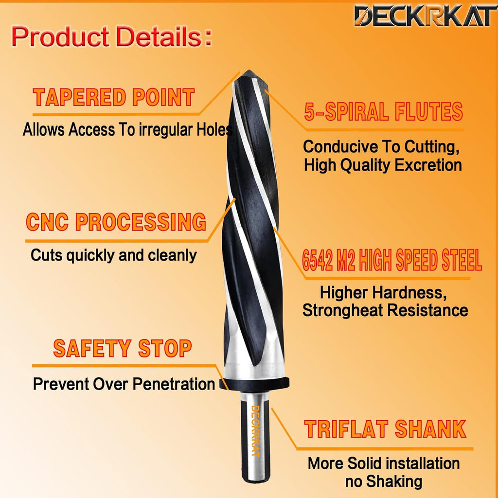 1-1/8" Reamer Drill Bit for Metal, M2 HSS Taper Reamer for Steel, Alloy, Wood, Plastic to Align, Enlarge Holes – 5-Spiral Flutes,1/2"Non-Slip Shank, 28mm Car Reamer, Bridge Construction Reamer.