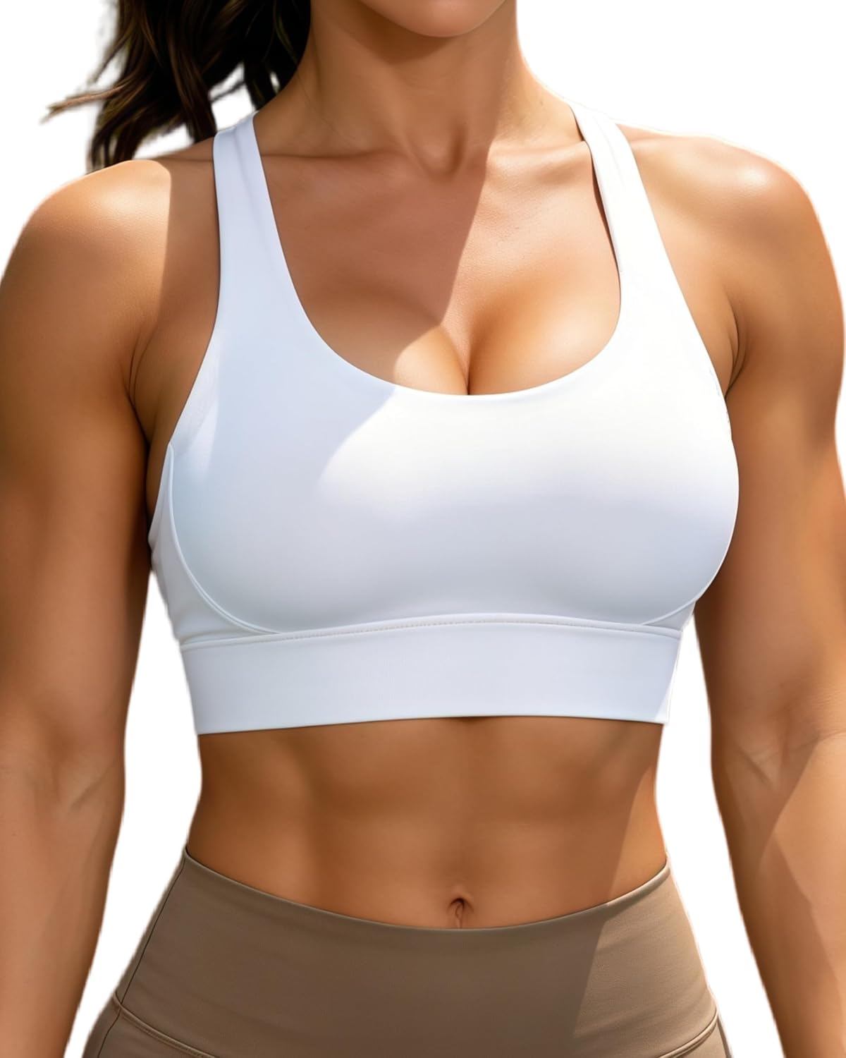 Grace Form Strappy Sports Bra for Women Padded Push Up Sport Bra Athletic Running Workout Bra Yoga Bra