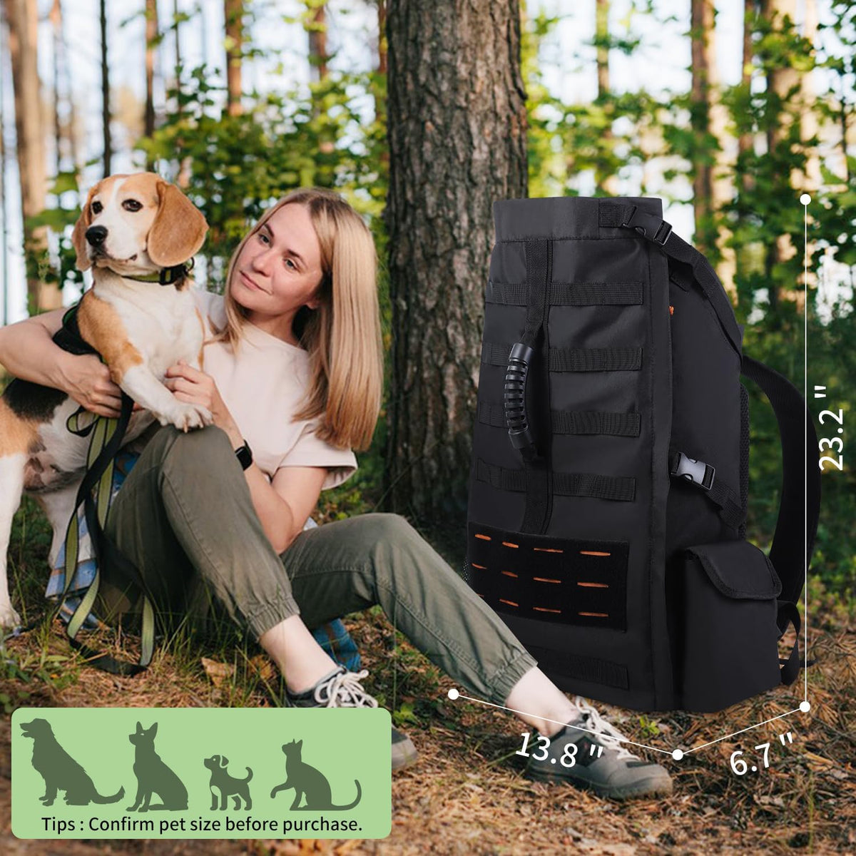 Dog Backpack Carrier for Small Dogs,Hands-Free Pet Carrier Backpack,Black