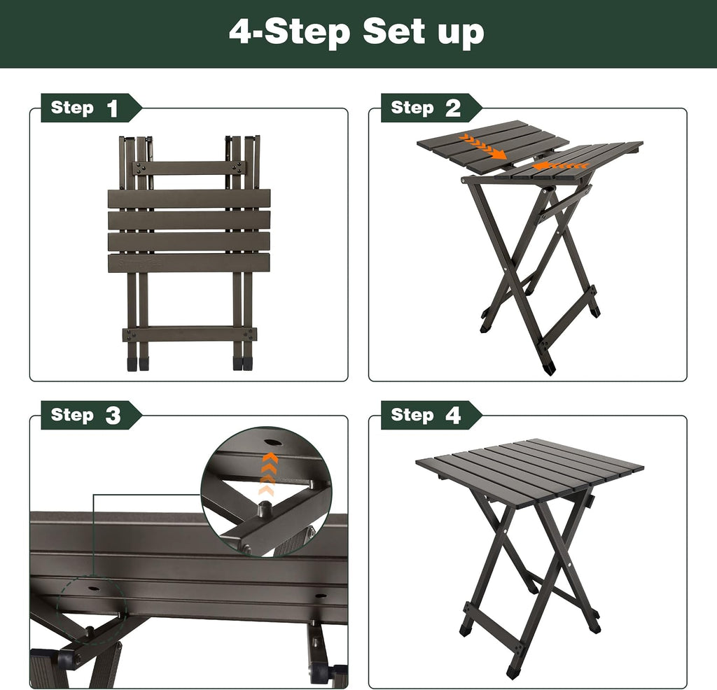 SUNNYFEEL Folding Camping Table - Lightweight Aluminum Portable Picnic Table for Cooking, Beach, Hiking, Travel, Fishing, BBQ, Indoor Outdoor Small Foldable Camp Tables