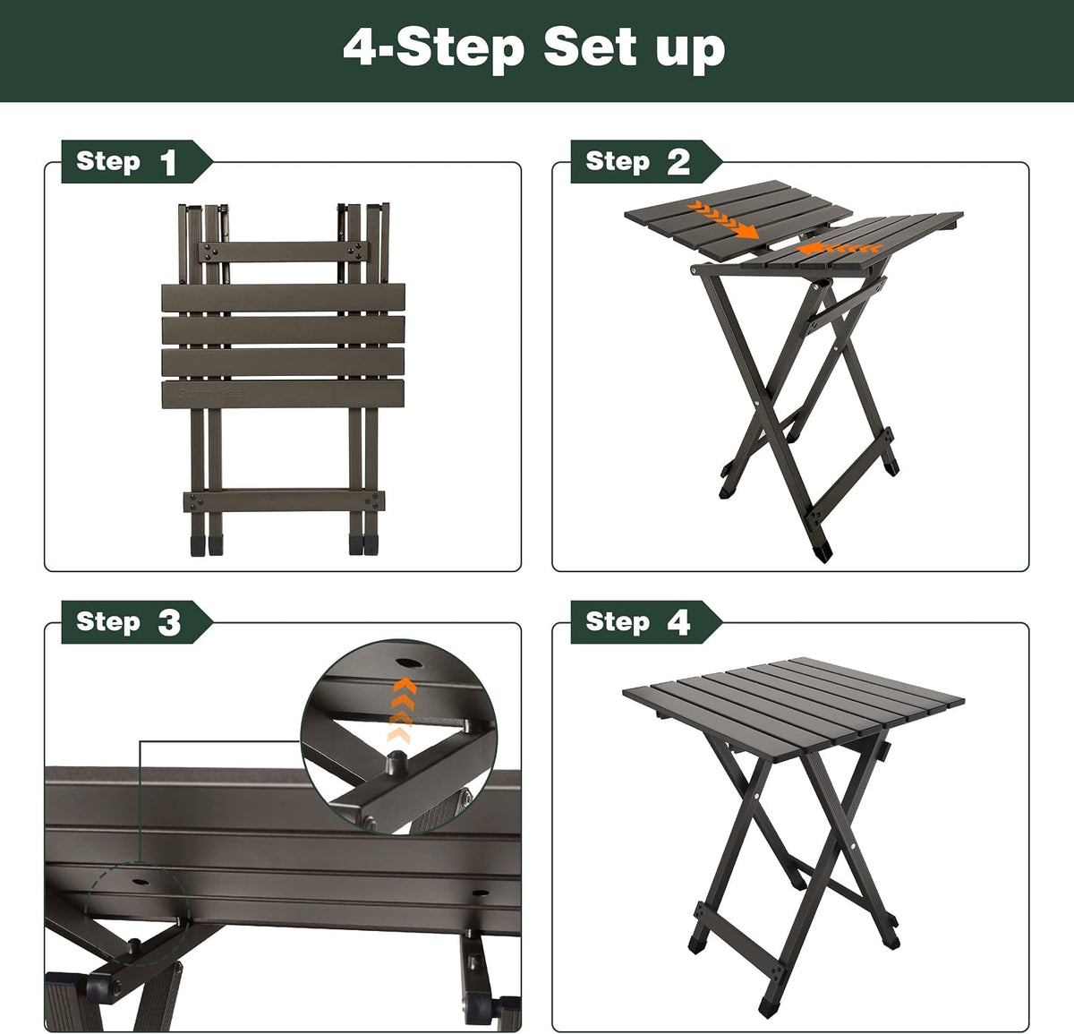 SUNNYFEEL Folding Camping Table - Lightweight Aluminum Portable Picnic Table for Cooking, Beach, Hiking, Travel, Fishing, BBQ, Indoor Outdoor Small Foldable Camp Tables