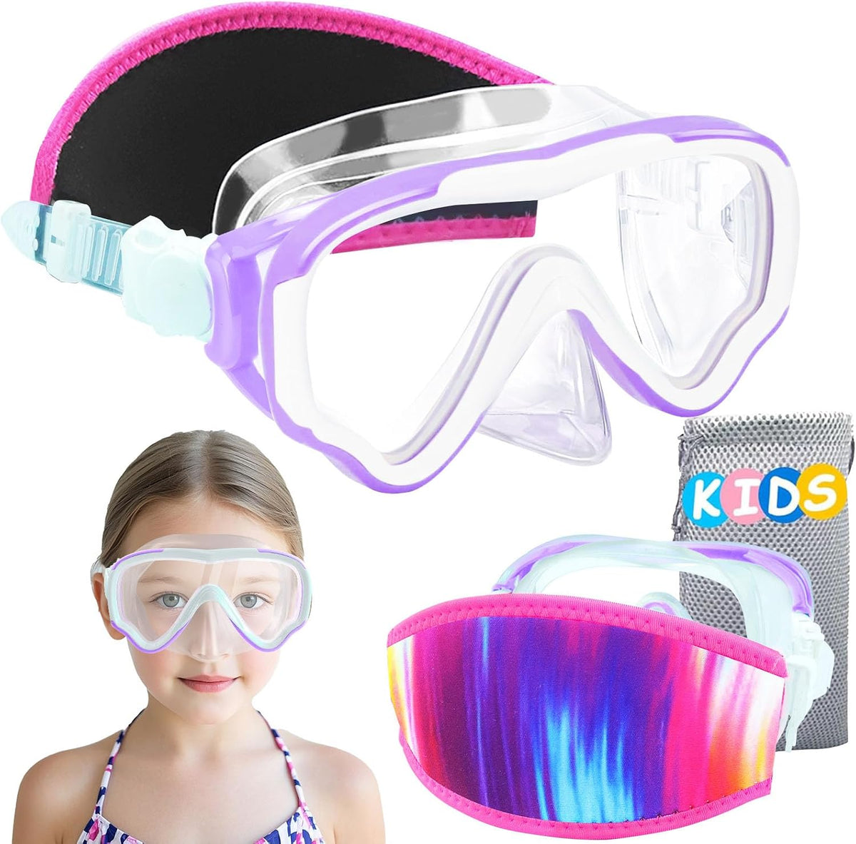 Vvinca Goggles for Kids 6-14，Snorkel mask Kids Swim Goggles with Nose Cover