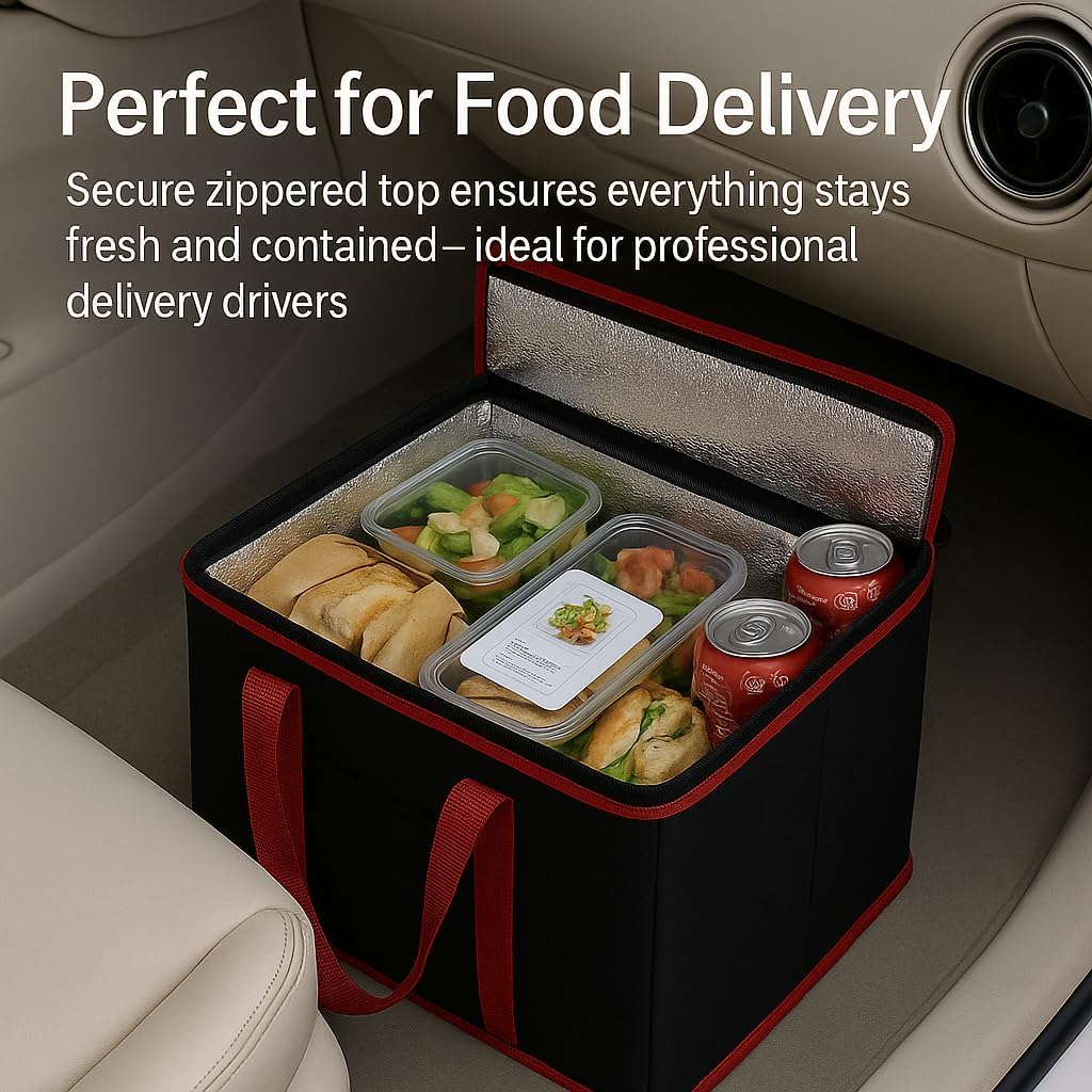 musbus 2Pk Trunk Organizer for Car Insulated Reusable Grocery Bags, Collapsible Cooler Bag for Groceries, Heavy Duty Large Insulated Bag (Large, Charcoal Black)