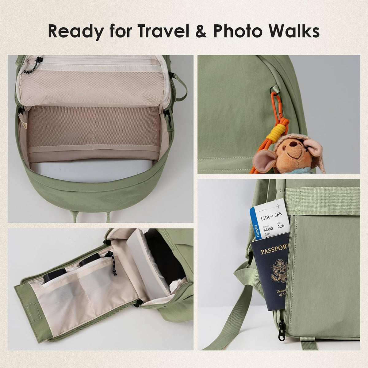 TARION Casual Camera Backpack 15L Urban Photography Bag, Once LT15, Green