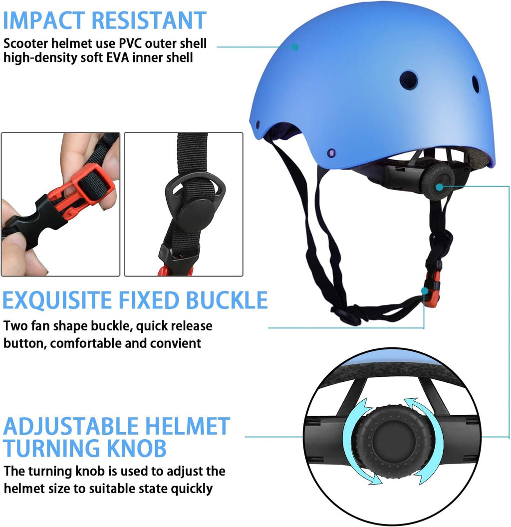 WayEee Kids Bike Helmet Set Knee Pads Adjustable Protective Gear, 3-14 Age