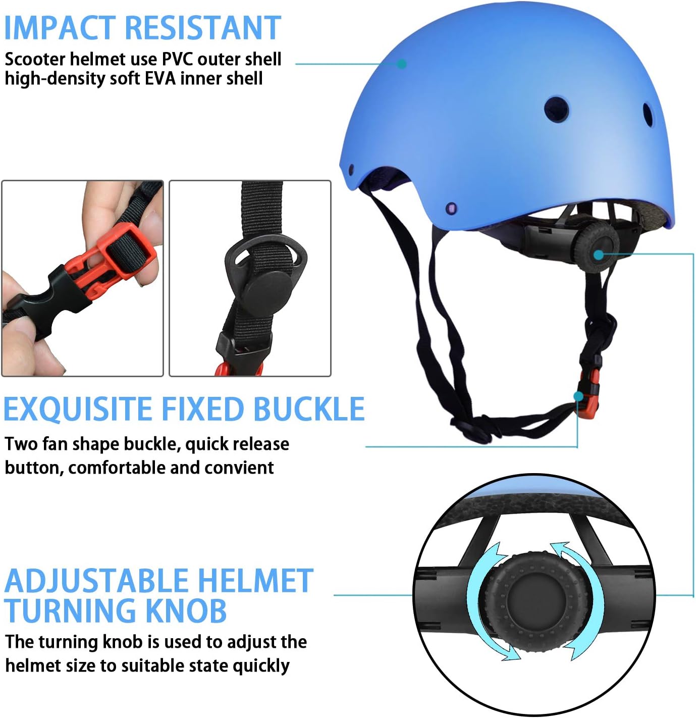 WayEee Kids Bike Helmet Set Knee Pads Adjustable Protective Gear, 3-14 Age