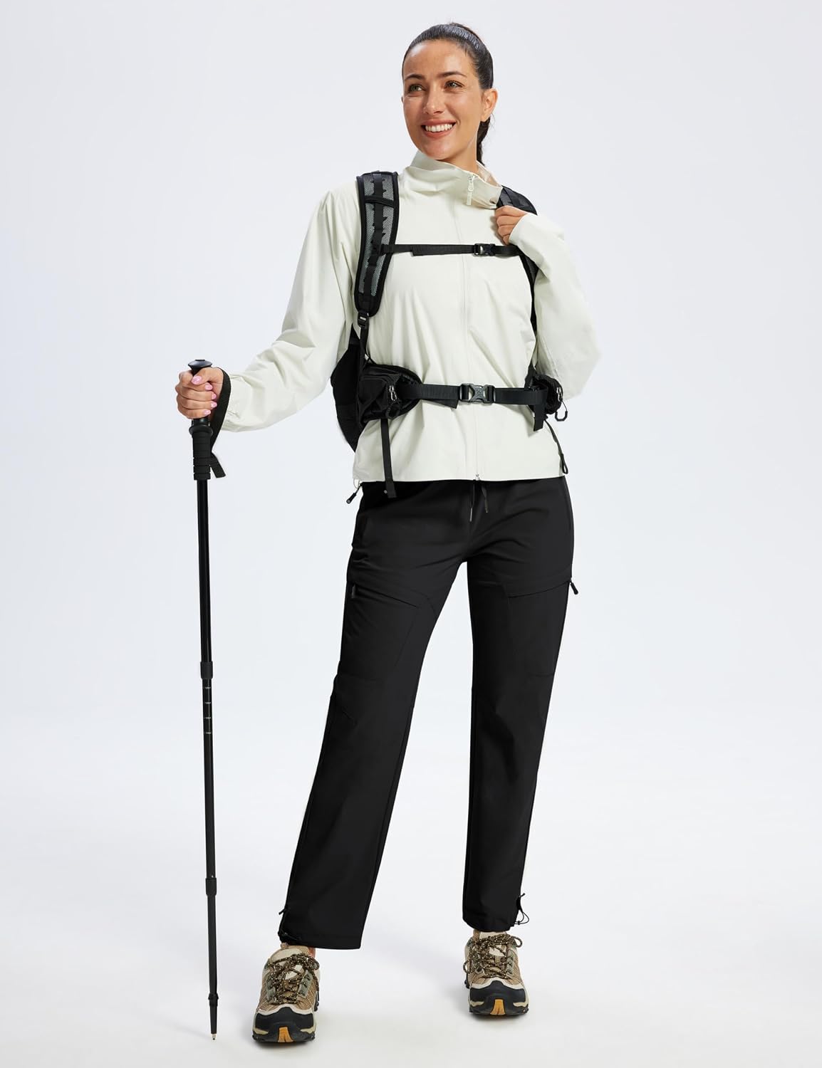 MoFiz Womens Hiking Cargo Pants Waterproof Lightweight with Zipper Pockets