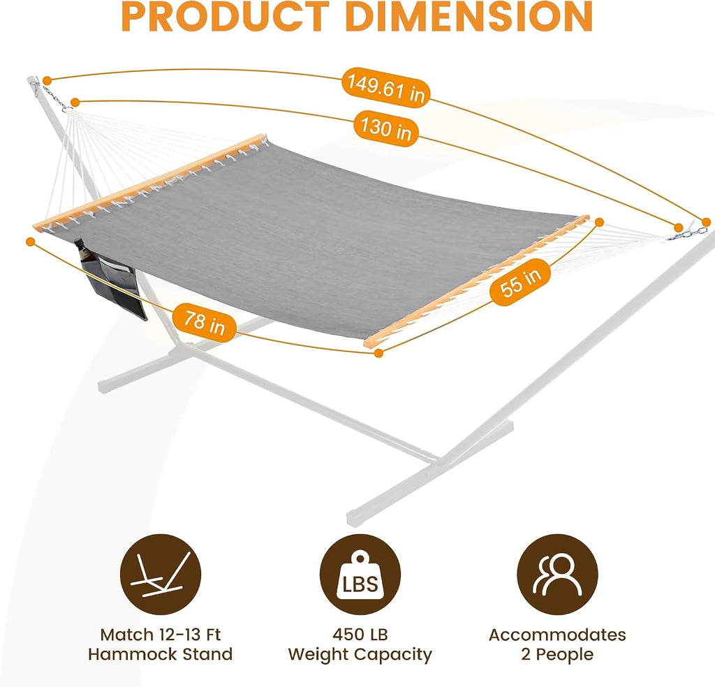 Lazy Daze Double Olefin Quick Dry Hammock with Spreader Bar for Outdoor