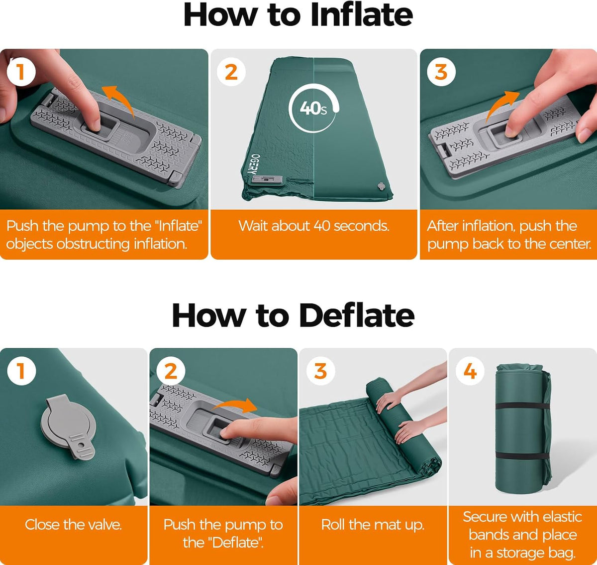 OGERY 3.15" Memory Foam Sleeping Pad, Self-Inflating with Electric Pump