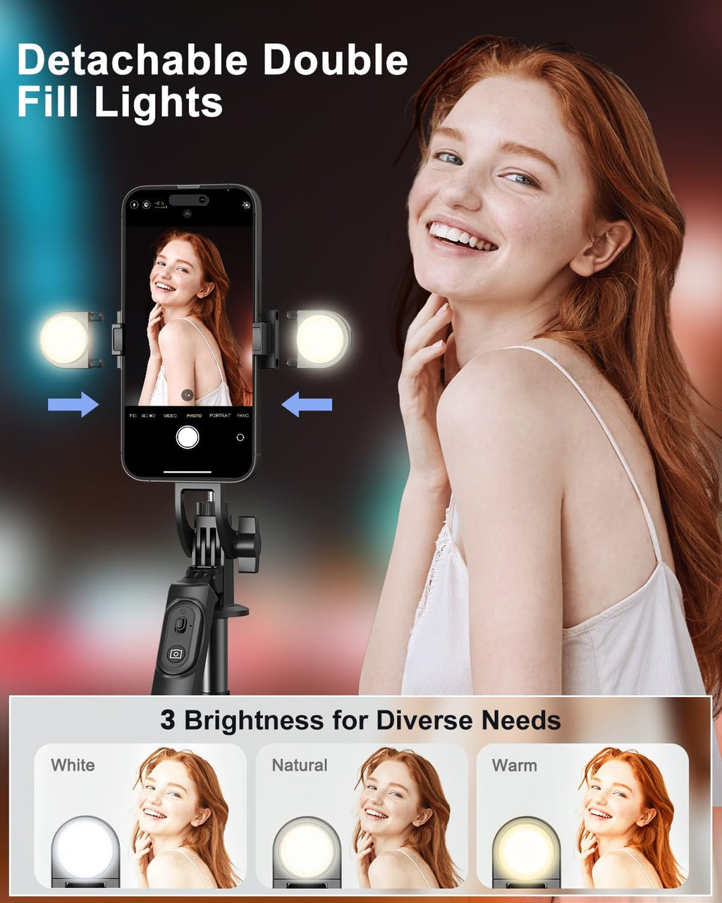 Yeaki 71" Phone Tripod,Tripod for iPhone with Fill Light and Rechargeable Remote,Aluminum Selfie Stick Phone Stand Compatible with Cell Phone/Camera/Ring Light/DJI/GoPro