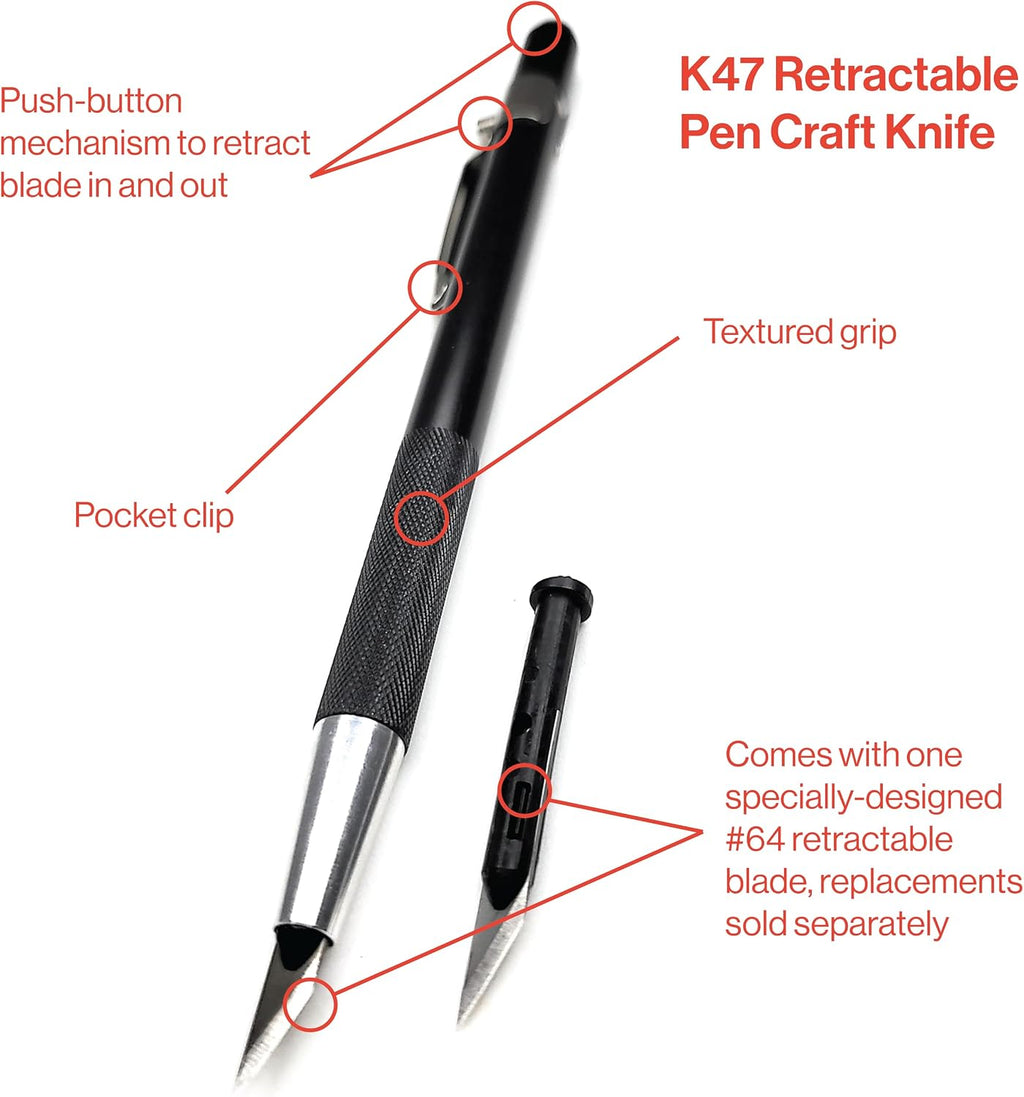 Excel Blades K47 2-Pack Retractable Pen Knives, #65 Blades, Aluminum Handle