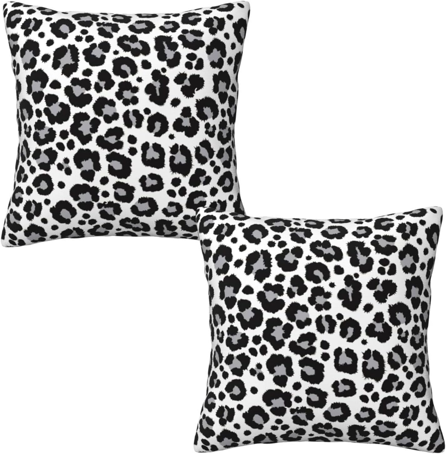 White and Grey Leopard Print Pillow Covers 18x18 in Couch Cheetah Pillow Case Sets of 2 Modern Decorative Square Throw Pillows for Home Living Room Bedroom Bed Cushion