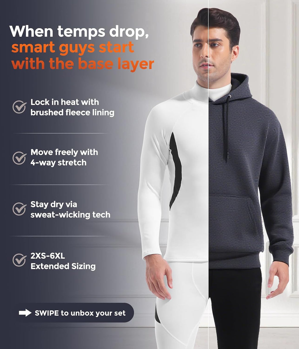 Mens Thermal Underwear Long Johns Set Cold Weather Hunting Base Layer