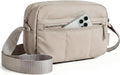 BAGSMART 2 in 1 Small Puffy Camera Sling Bag, Camel