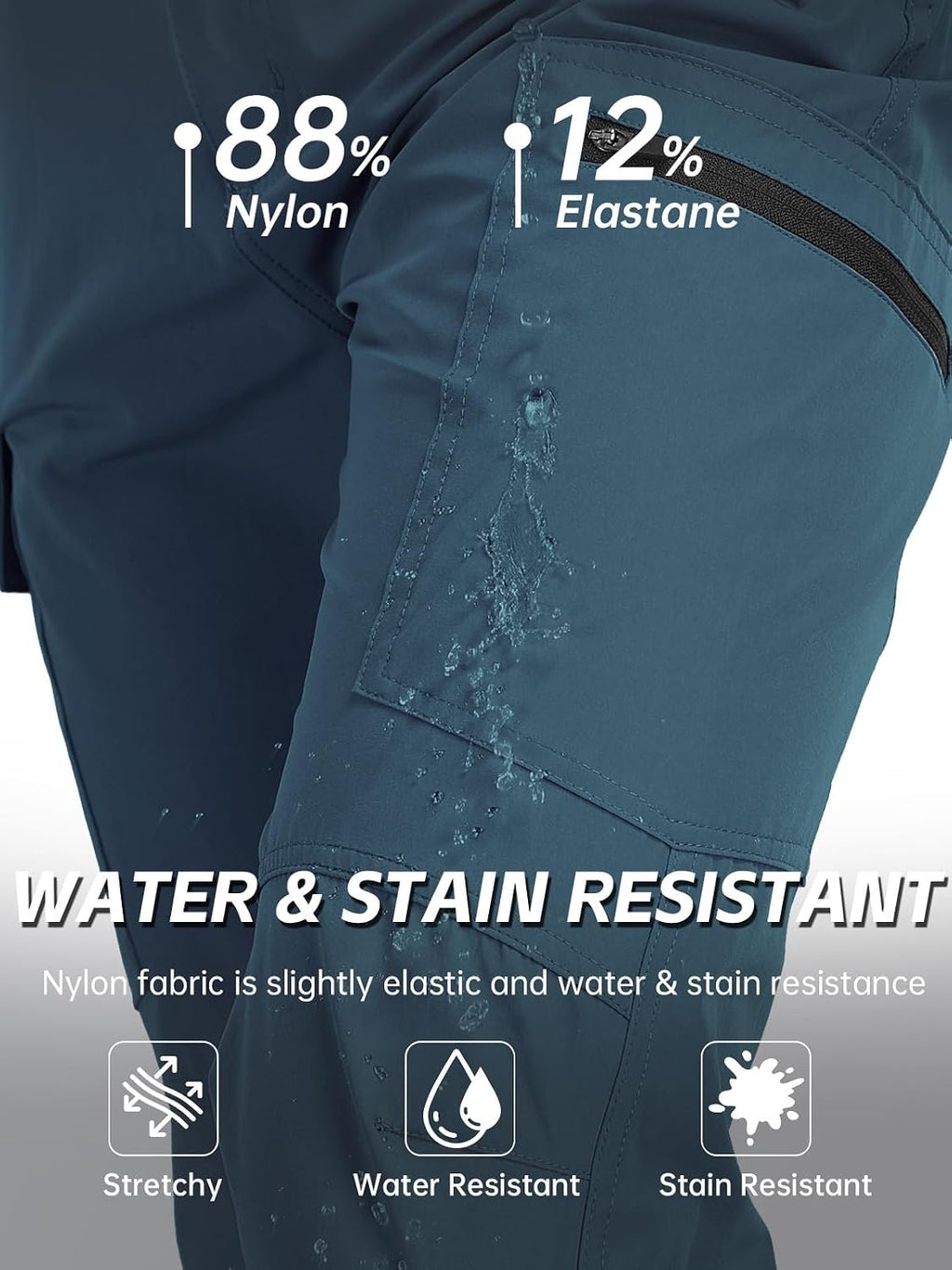 Men's Hiking Cargo Pants Water Resistant Quick Dry Lightweight Pants with 6 Pockets Tactical Work Pants