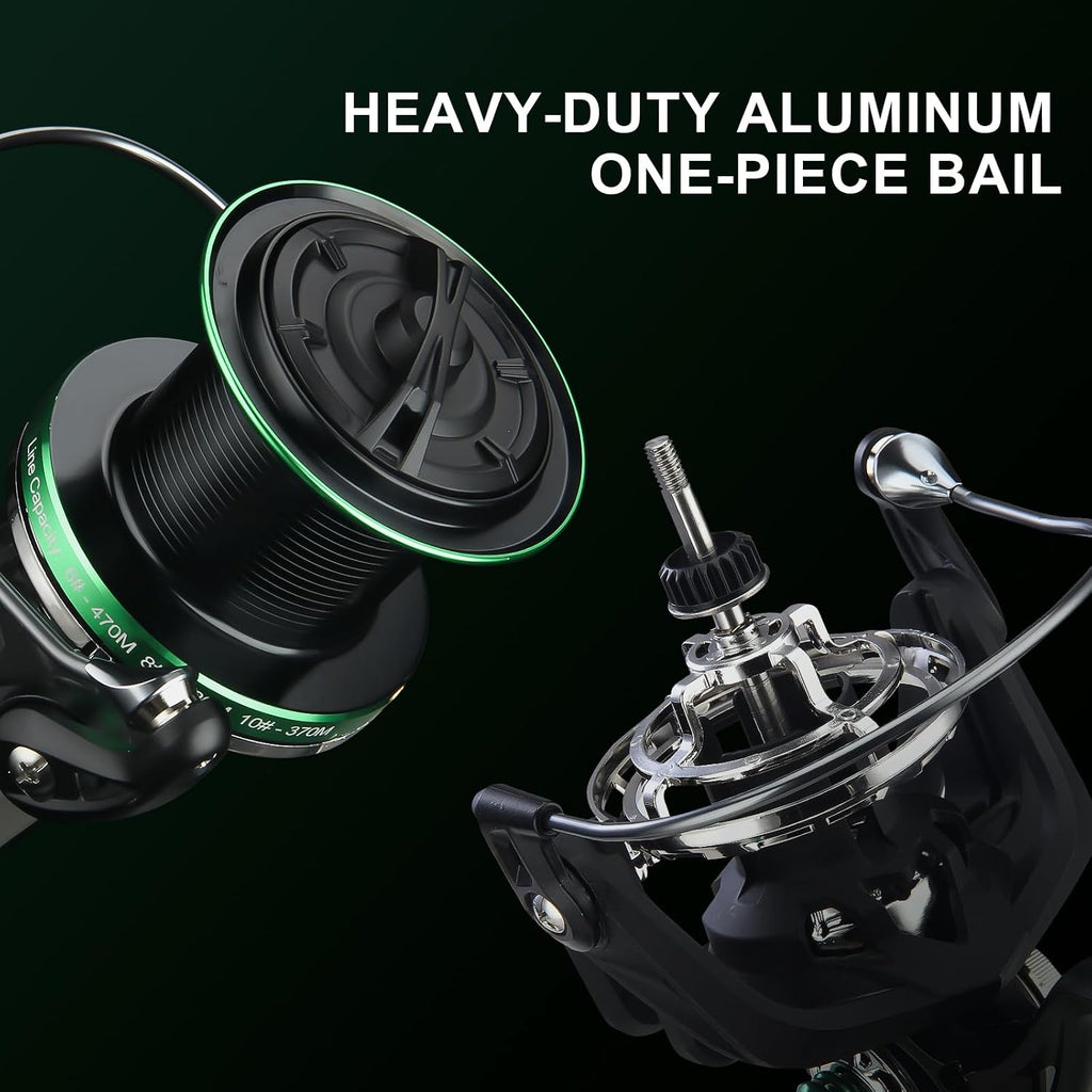 HAUT TON Spinning Reel, 6+1BB Metal Surf Fishing Reels, 55lbs Max Drag