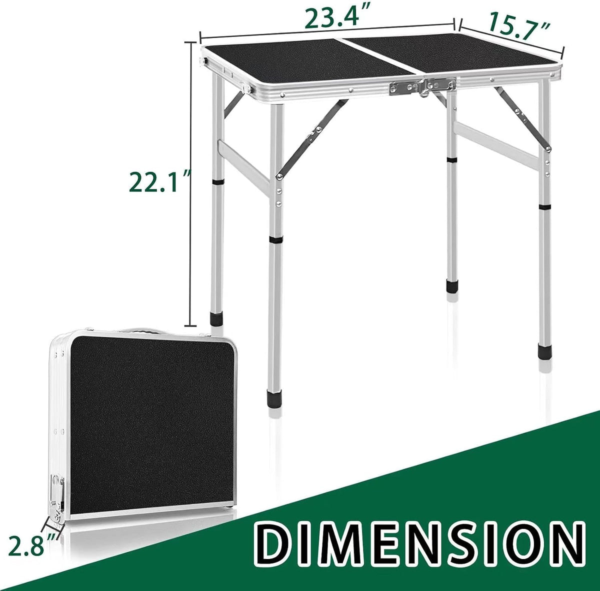 Camp Field Aluminum Folding Small Table, Adjustable Height Lightweight Portable Camping Table for Picnic Beach Outdoor Indoor (Small) (BlackB)