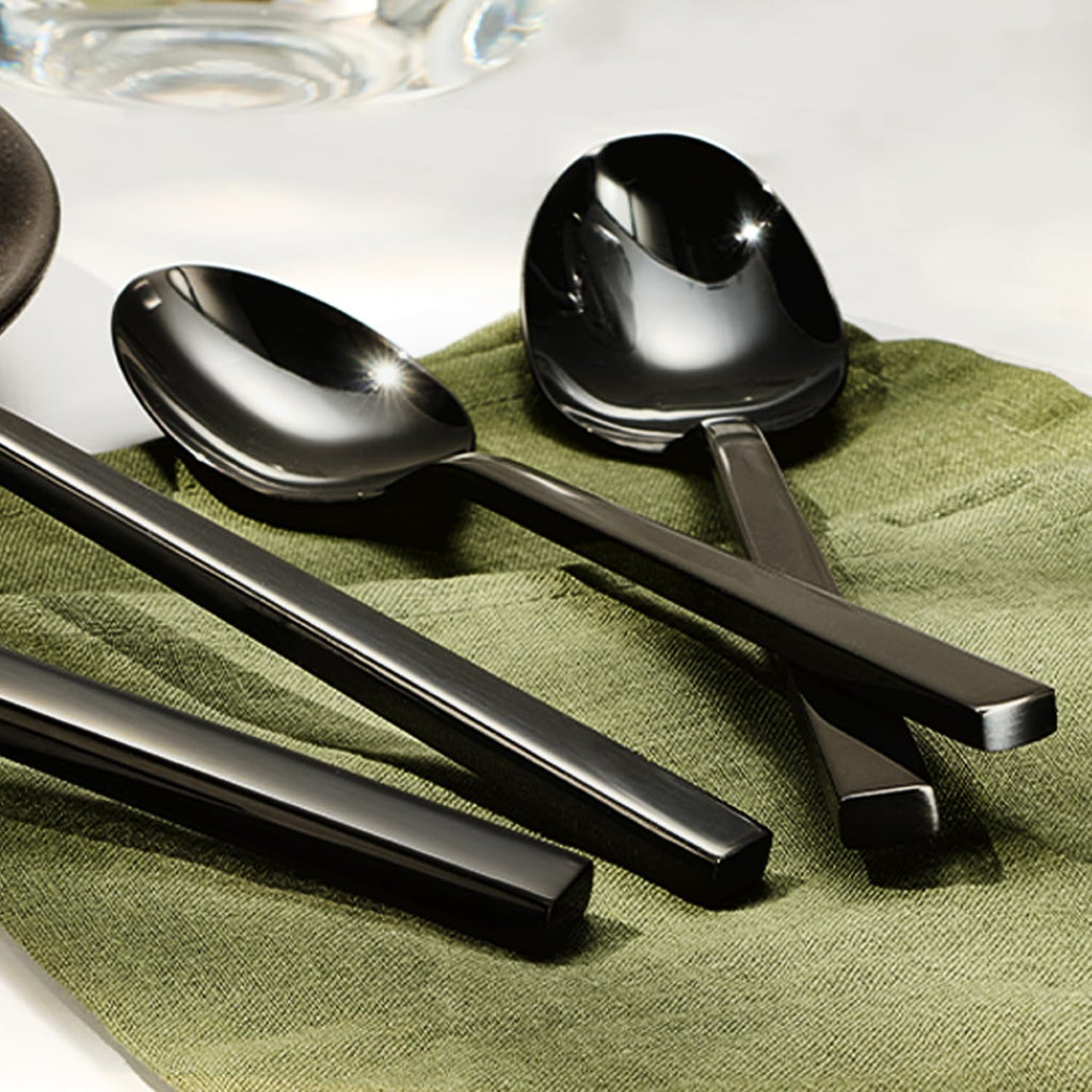 Black Silverware Set for 4, 20 Piece Flatware Set, Stainless Steel