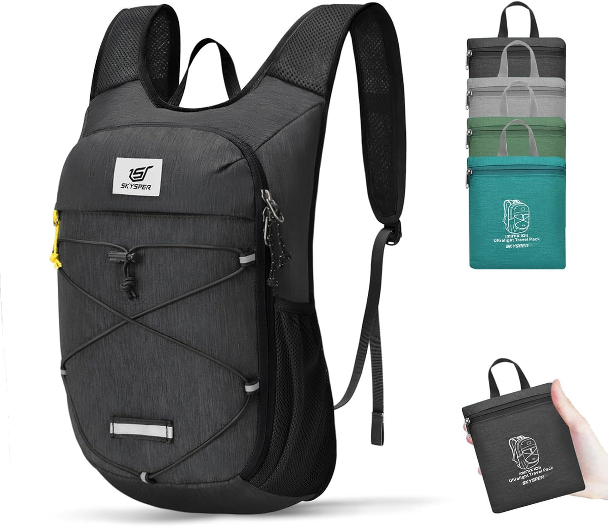 SKYSPER Foldable Hiking Backpack 10L/15L Small Lightweight Travel Daypack