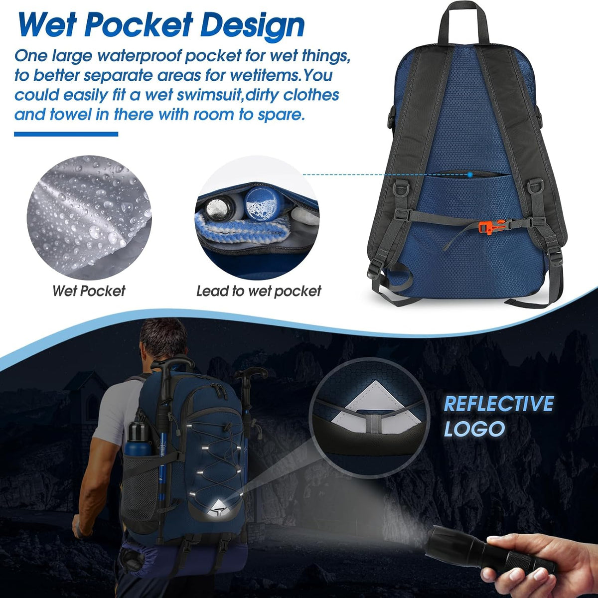 IGOLUMON Hiking Backpack 40L Packable Lightweight Camping Daypack Men Women
