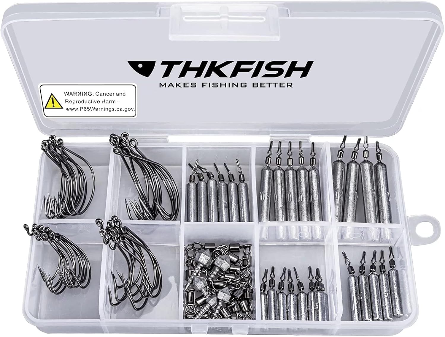 THKFISH Fishing Weights Sinkers Set, 28PCS Fishing Sinker Drop Shot Weights Kit,Drop Shot Rig Wacky Hooks for Saltwater Freshwater Bass Fishing