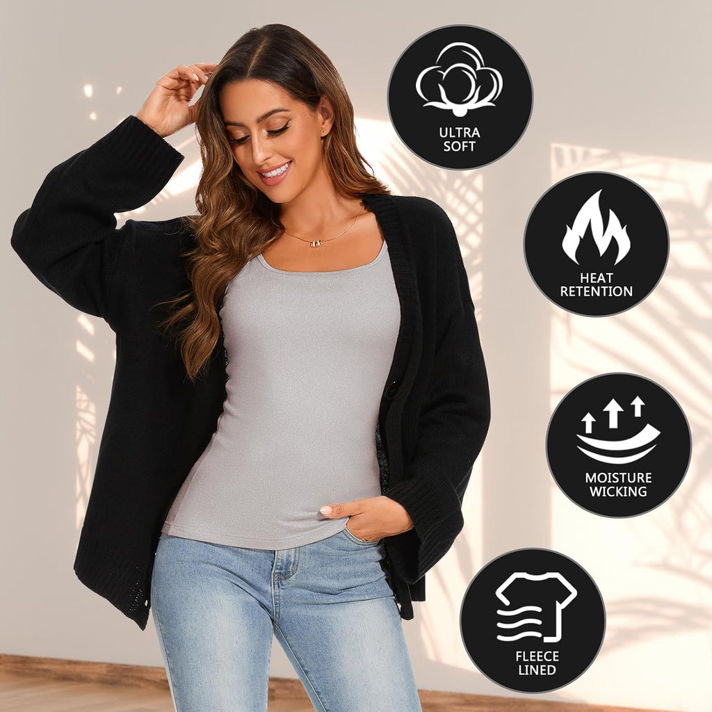 WOWENY Thermal Tank Tops for Women Adjustable Straps Warm Base Layer Shirt