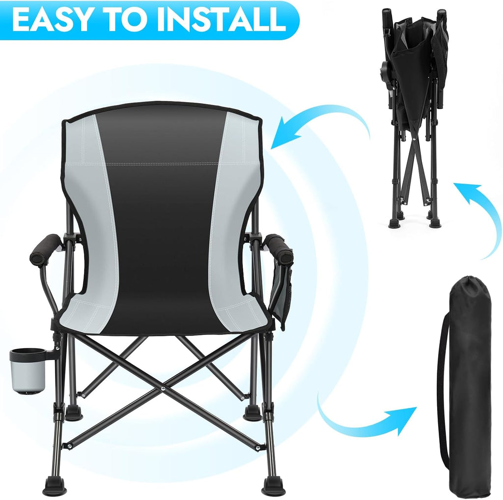 2 Pack Camping Chairs for Adults, 450 LBS Heavy Duty Camp Chair