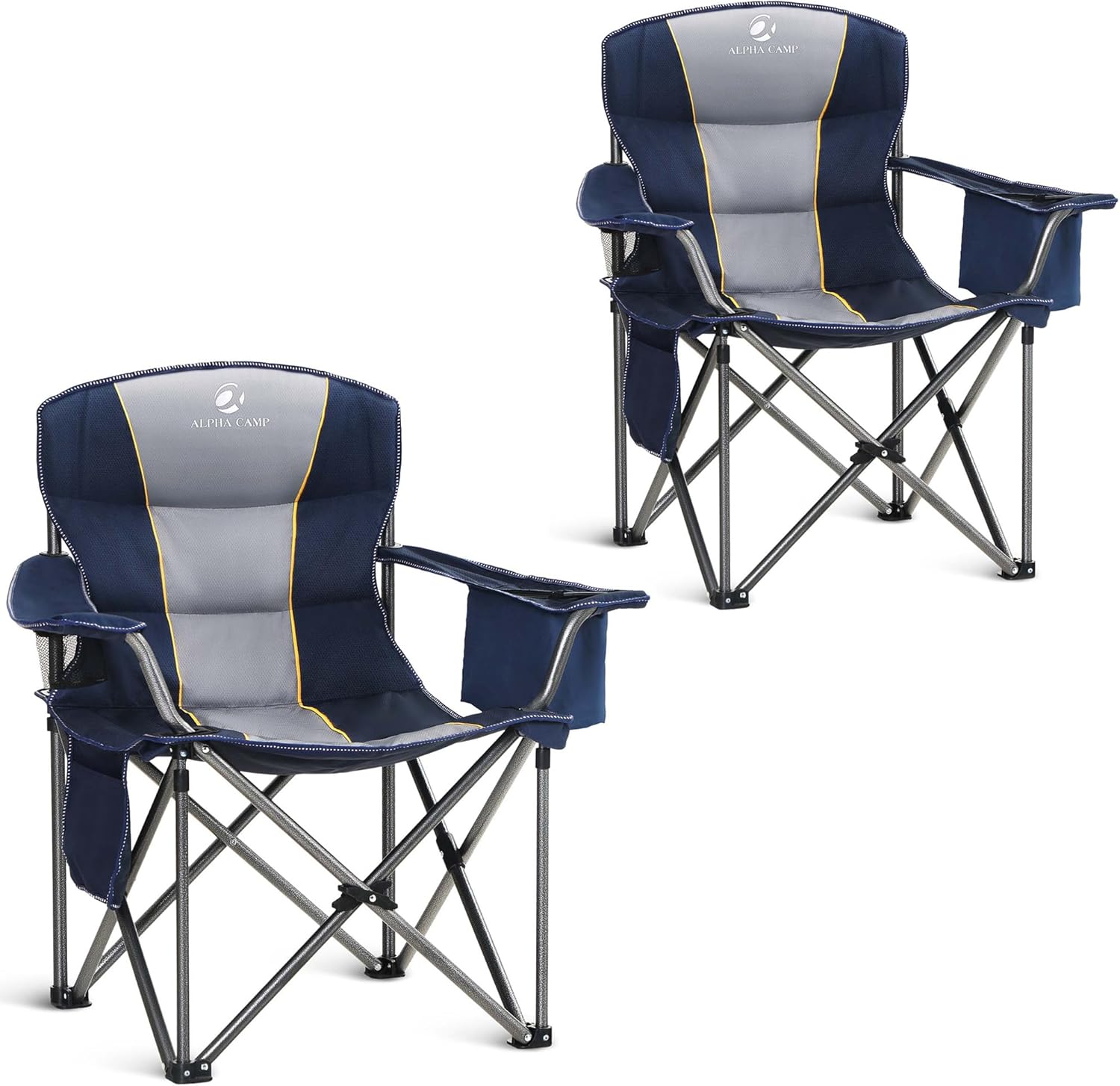ALPHA CAMP Oversized Fully Padded Camping Chairs with Lumbar Support