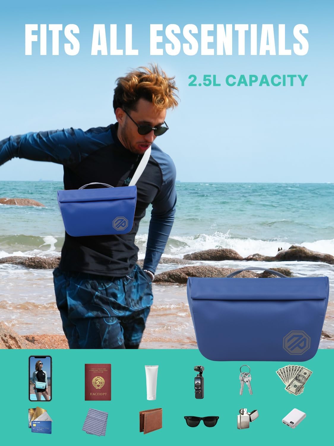 niphean IPX7 Waterproof Fanny Pack, Magnetic One-Hand Closure Dry Bag