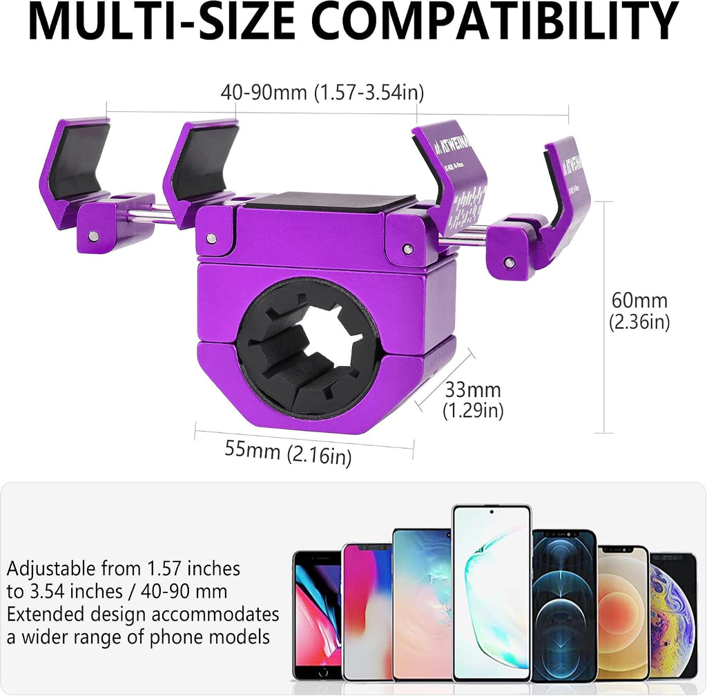 Bike Handlebar Mounts for 4.5-7.4 Phones (Purple)