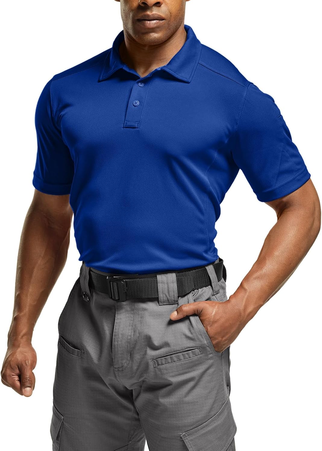 CQR Men's Quick Dry Tactical Polo Shirt, Lightweight Breathable Performance Polo, Short Sleeve UPF 50+ Outdoor Golf Shirt