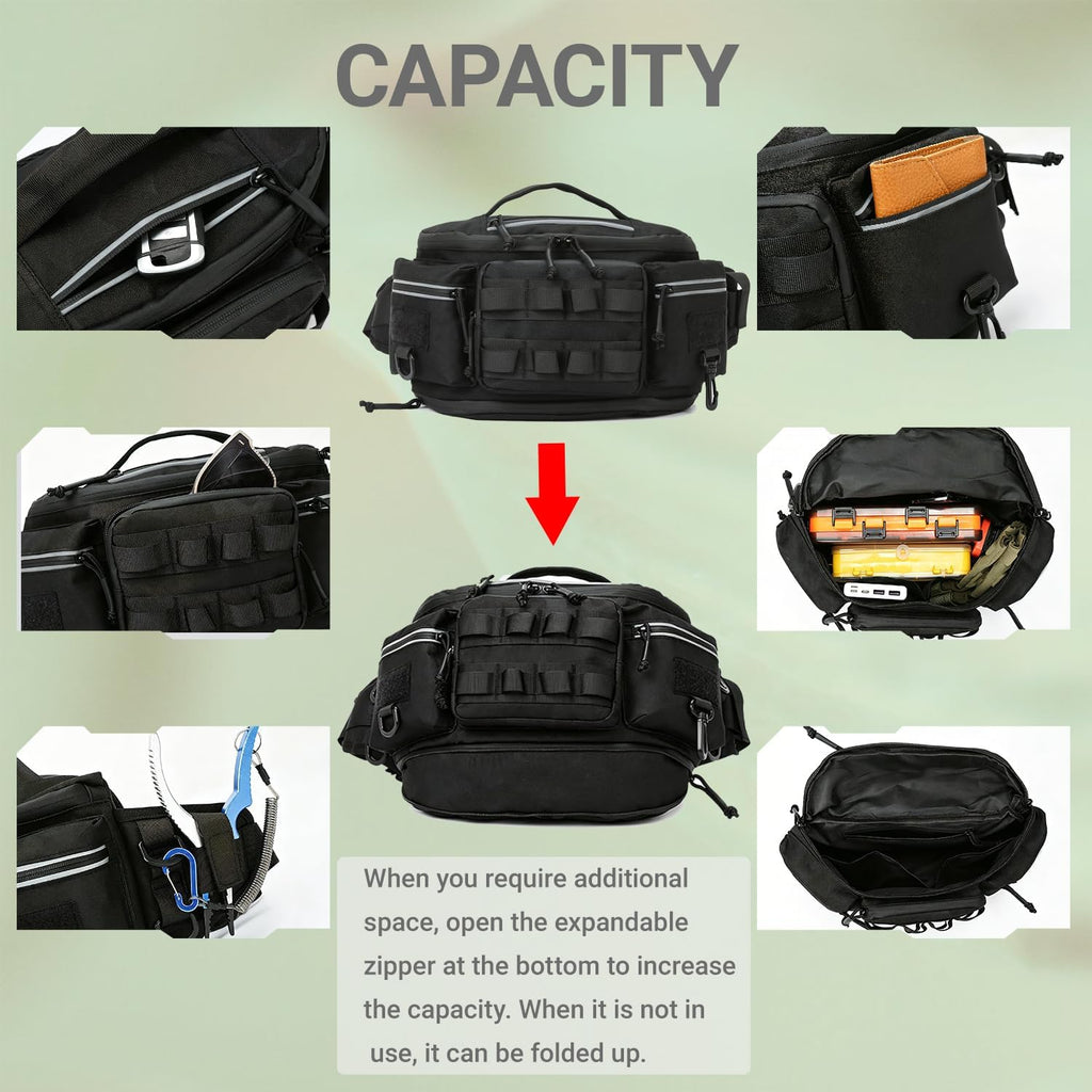 Tactical Fanny Pack ，Utility Bags Military Waist Bag Pack Hip Belt Bumbag for Men Women Fishing Hiking Hunting with Patch (LightBlue)