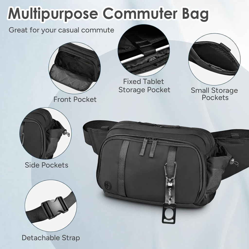 Large Crossbody Waist Bag Tactical Fanny Pack for Men Hip Bum Bag with Water Bottle Holder Adjustable Belt, Workout Traveling Casual Running Hiking Cycling