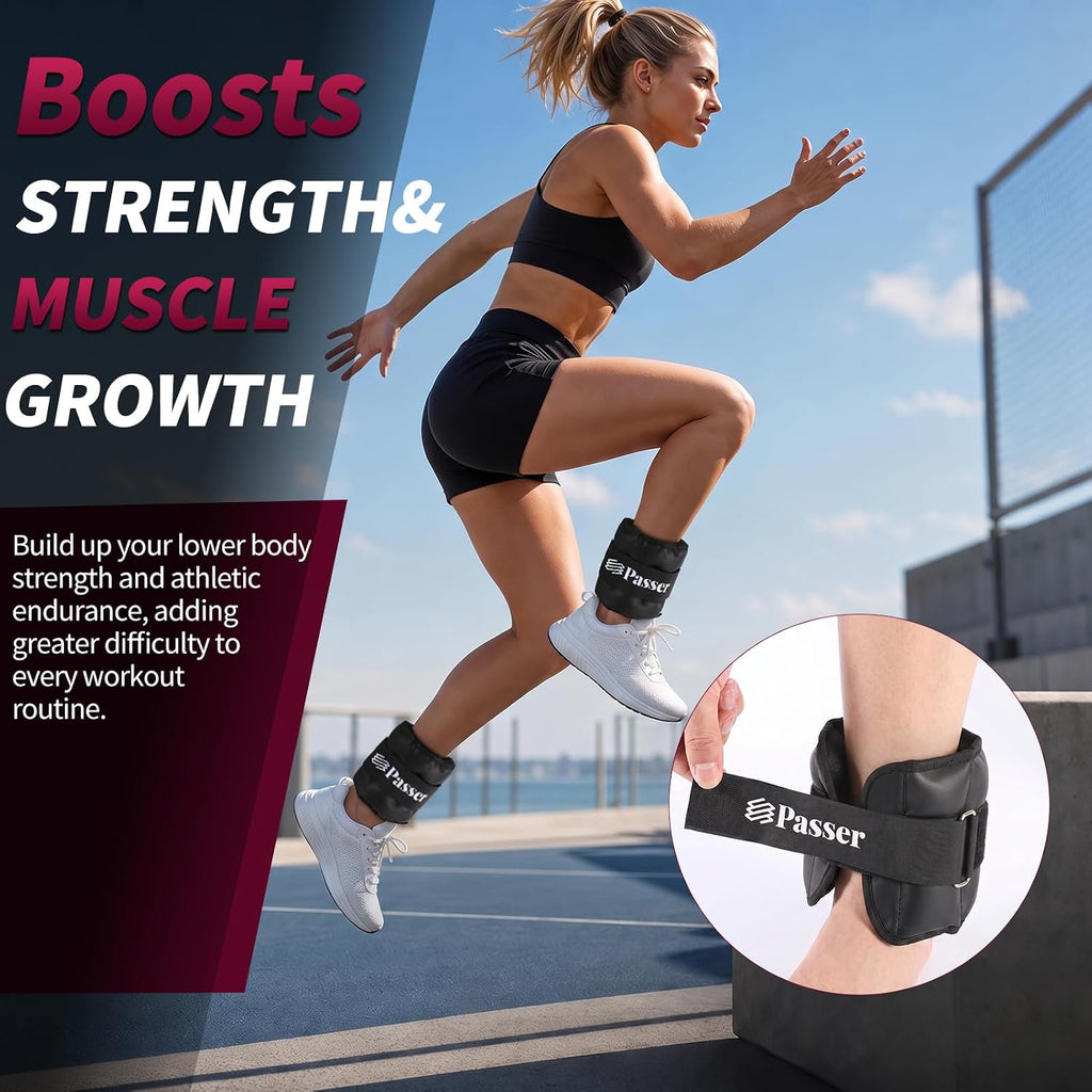 Ankle & Wrist Weights for Women Men 1/2/4/6/8/10 lbs per Pair | PU Leather