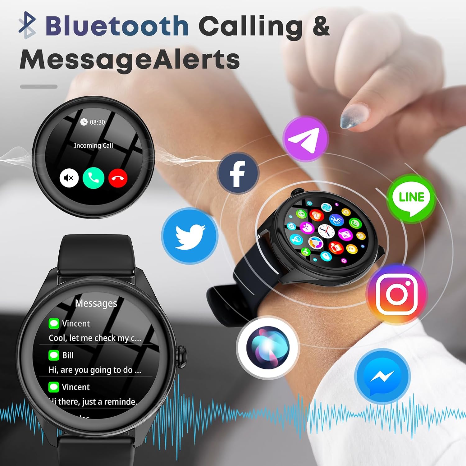 Smart Watch for Men, 1.39" HD Touchscreen Smartwatch with 120 Sports Modes, AI Voice Assistant, Heart Rate/Sleep Monitor, Bluetooth Call & Music Control Fitness Watch for iPhone/Android (Black)