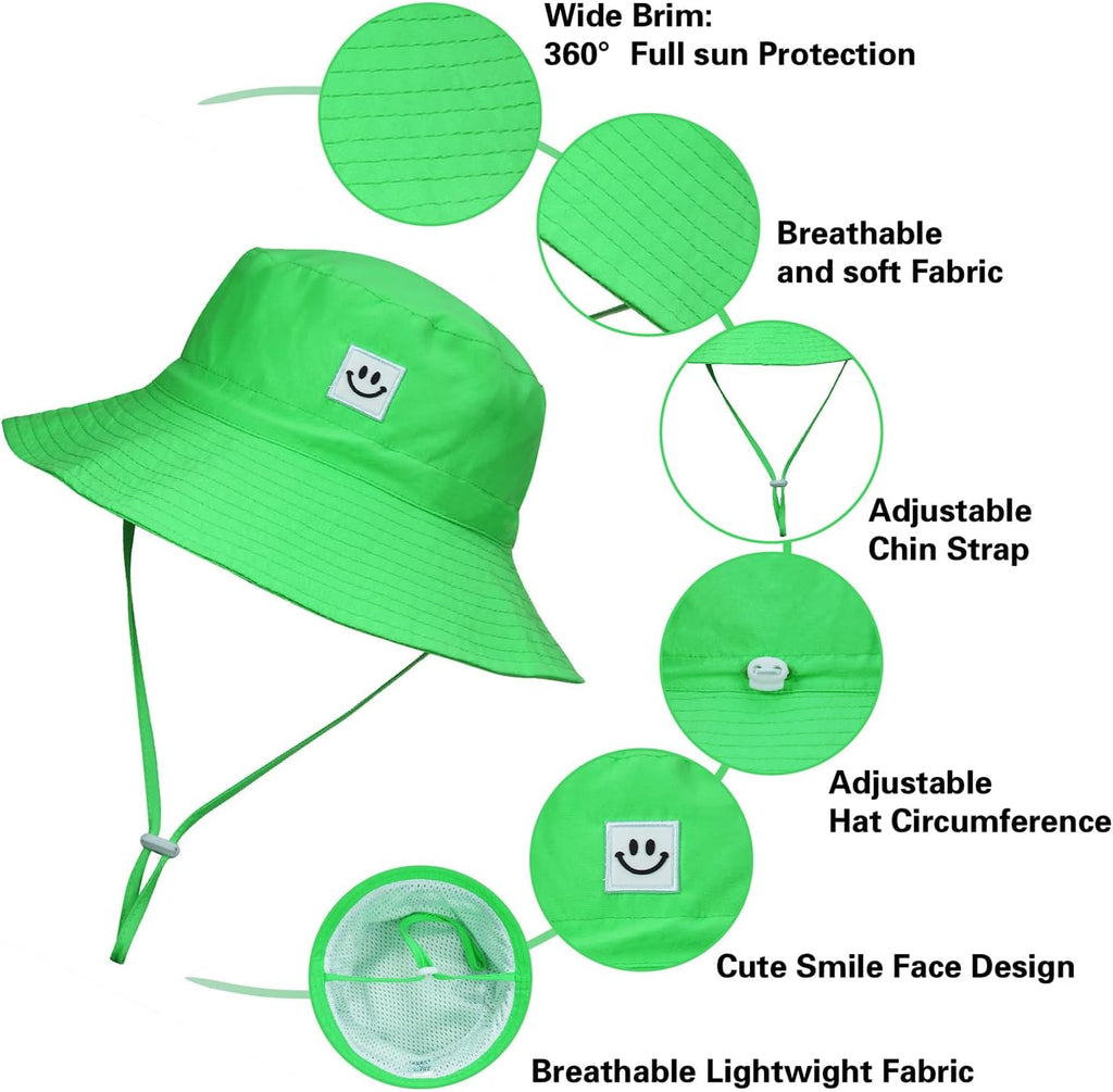 MaxNova Baby Sun Hat Smile Face UPF 50+ Toddler Bucket Hat for Boys Girls 0-7 Years